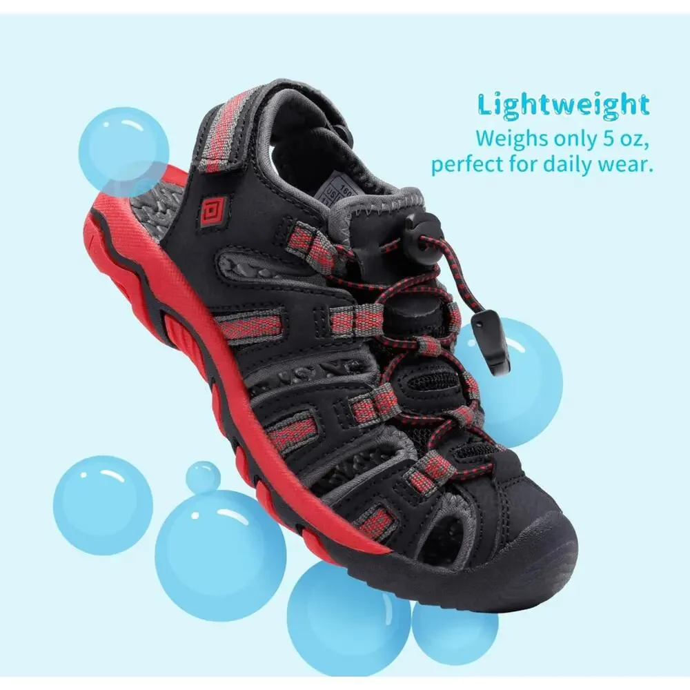 DREAM PAIRS Boys Athletic Sandals Black/Red Size 10